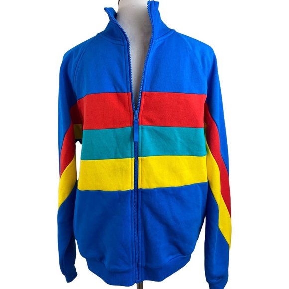 red green yellow blue jacket